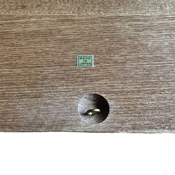 Vintage Goodwood Cheese Cracker Teak Board Tray Flower Inset Charcuterie Japan - Picture 7 of 10